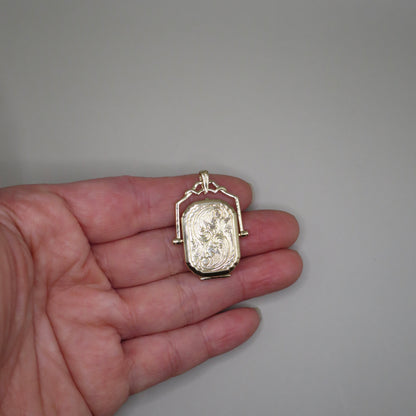 14K Yellow Gold Victorian Style Swivel Photo Locket Pendant