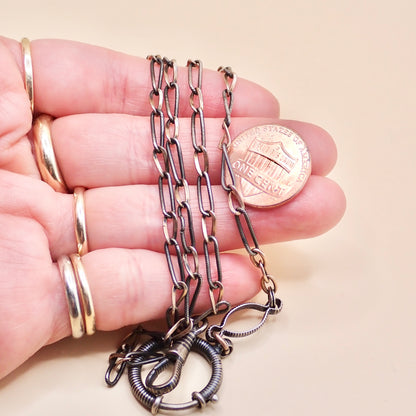 Antique Victorian Niello & Rose Gold Vermeil Chain Necklace MB71