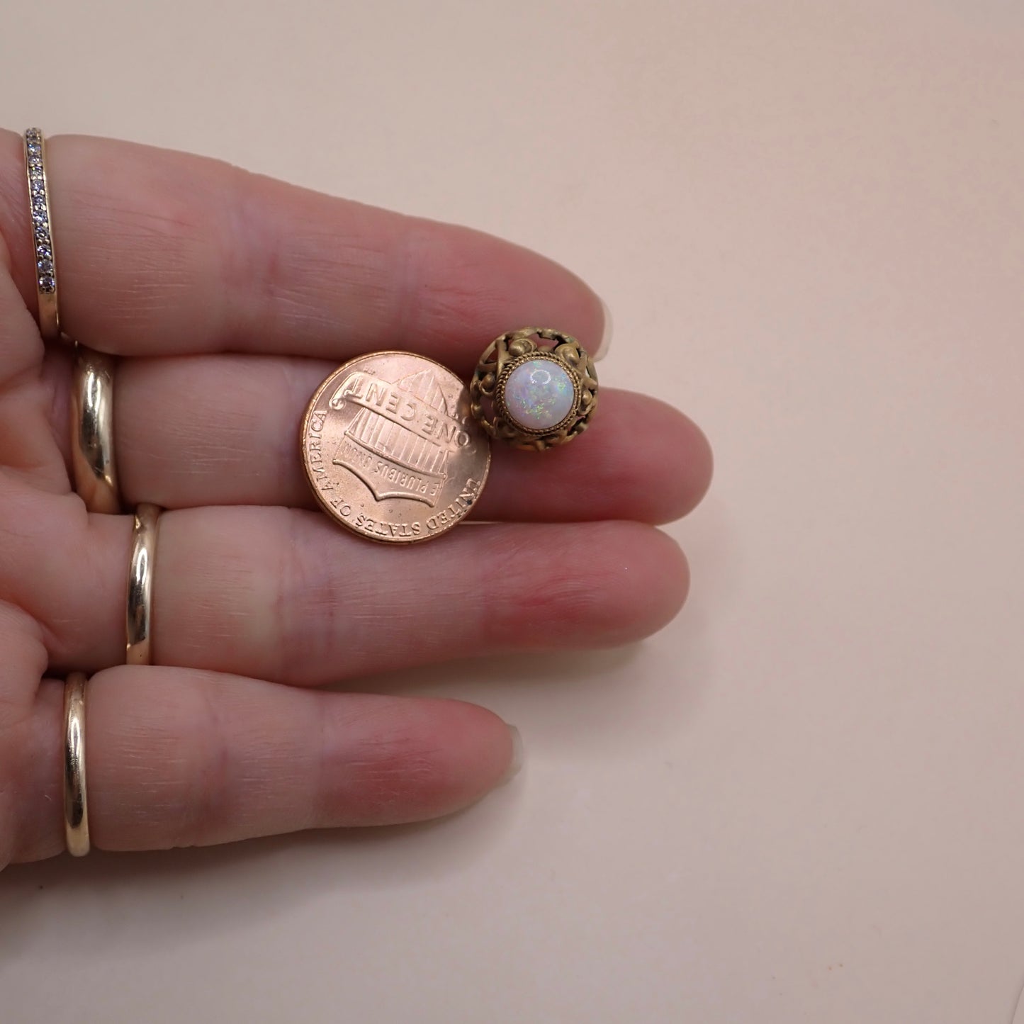 Antique Victorian Rare Antique Victorian Open-Work Opal "Cage" Micro-Charm