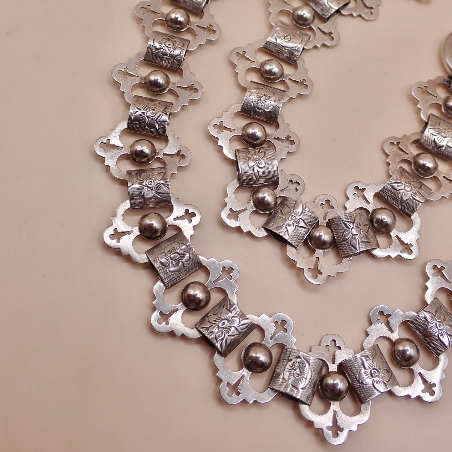 Antique Victorian Sterling Silver "Apostle" Motif Grand Collar Book Chain Necklace