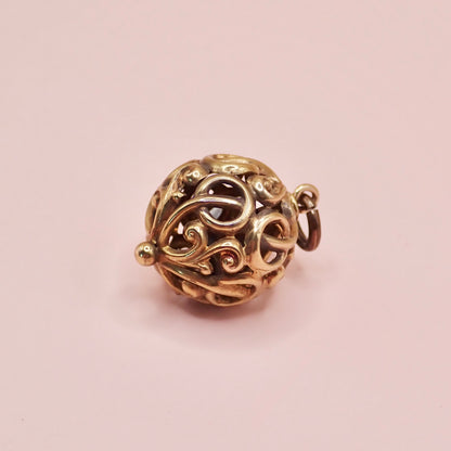 Antique Victorian Open-Work Scroll "Orb" Charm