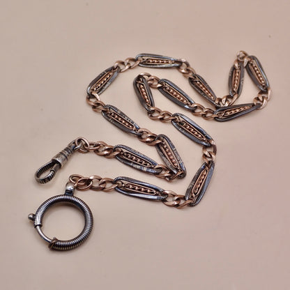Antique Victorian 12K Rose Gold & "Twisted Vine" Niello Chain Necklace MB88