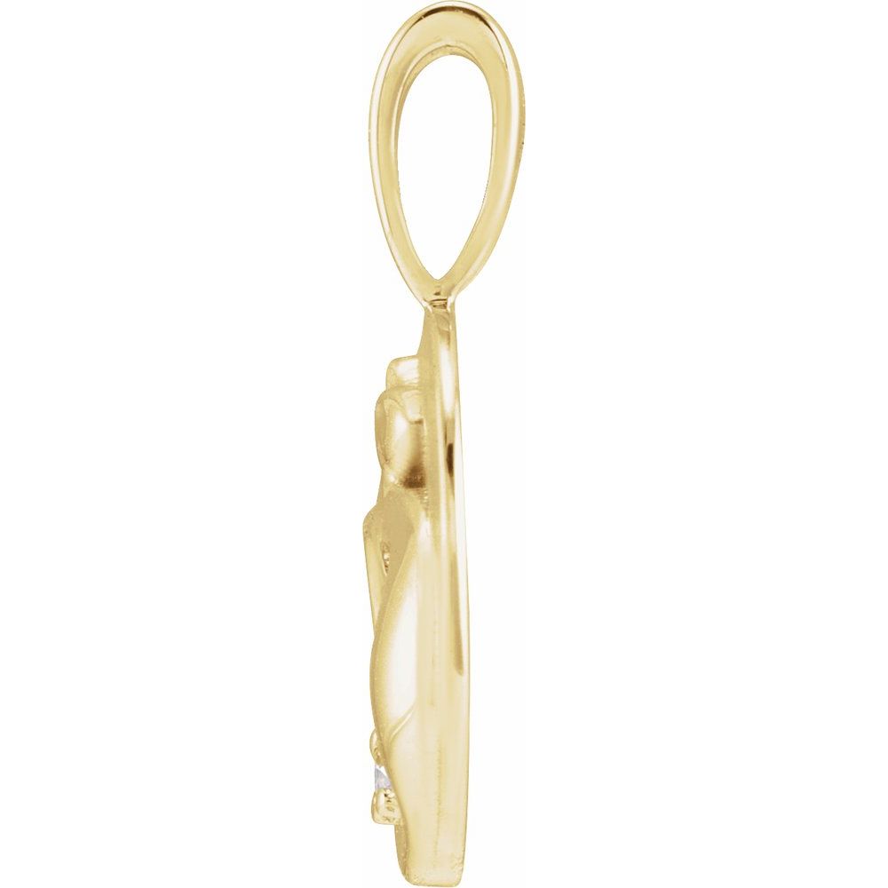 14K Yellow Gold .015 CT Natural Diamond Chinese Zodiac Year of the Rat Pendant