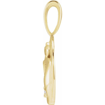 14K Yellow Gold .015 CT Natural Diamond Chinese Zodiac Year of the Rat Pendant