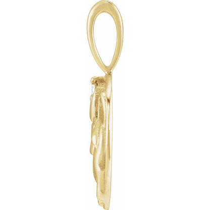 14K Yellow Gold .015 CT Natural Diamond Chinese Zodiac Year of the Ox Pendant