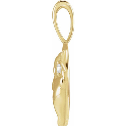 14K Yellow Gold .015 CT Natural Diamond Chinese Zodiac Year of the Horse Pendant