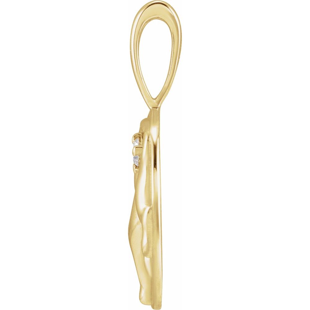 14K Yellow Gold .015 CT Natural Diamond Chinese Zodiac Year of the Goat Sheep Pendant
