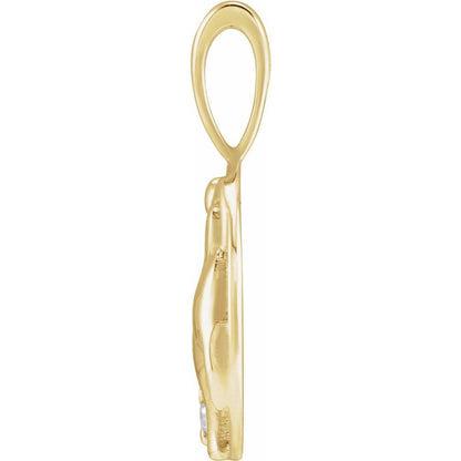 14K Yellow Gold .015 CT Natural Diamond Chinese Zodiac Year of the Dog Pendant