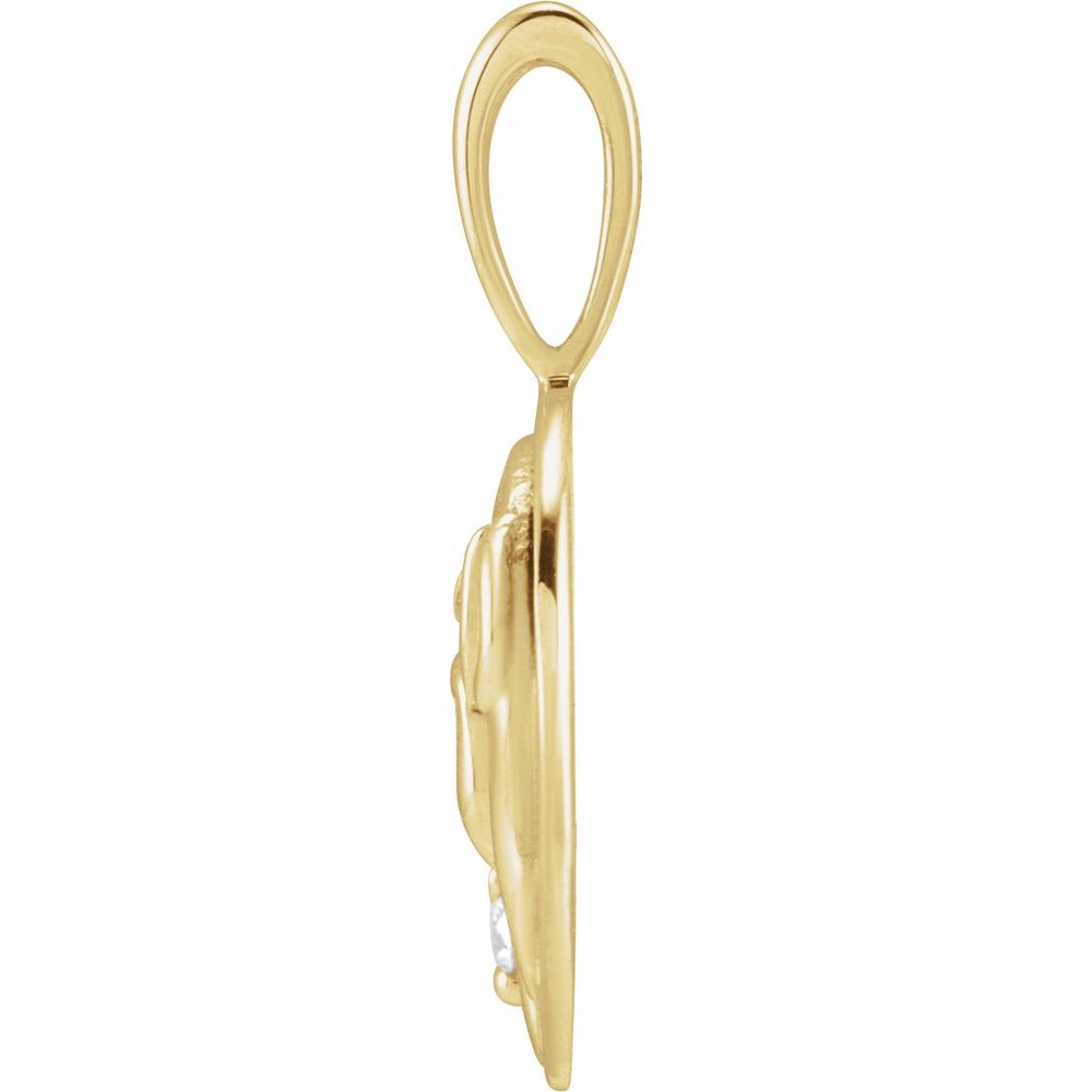 14K Yellow Gold .015 CT Natural Diamond Chinese Zodiac Year of the Pig Pendant