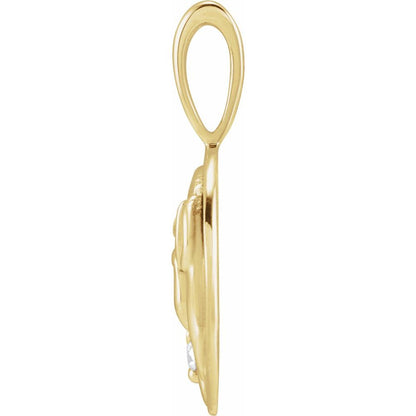 14K Yellow Gold .015 CT Natural Diamond Chinese Zodiac Year of the Pig Pendant