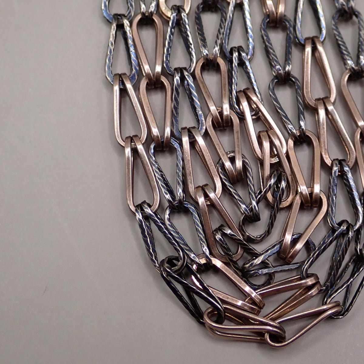 Antique Victorian Niello & Rose Gold Gilt Long Guard Chain Necklace, 59.5" inches, 26.1g MB102
