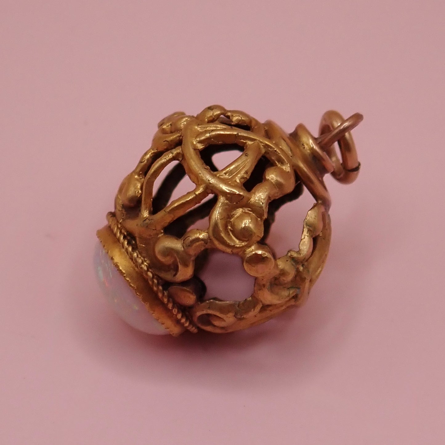 Antique Victorian Rare Antique Victorian Open-Work Opal "Cage" Micro-Charm