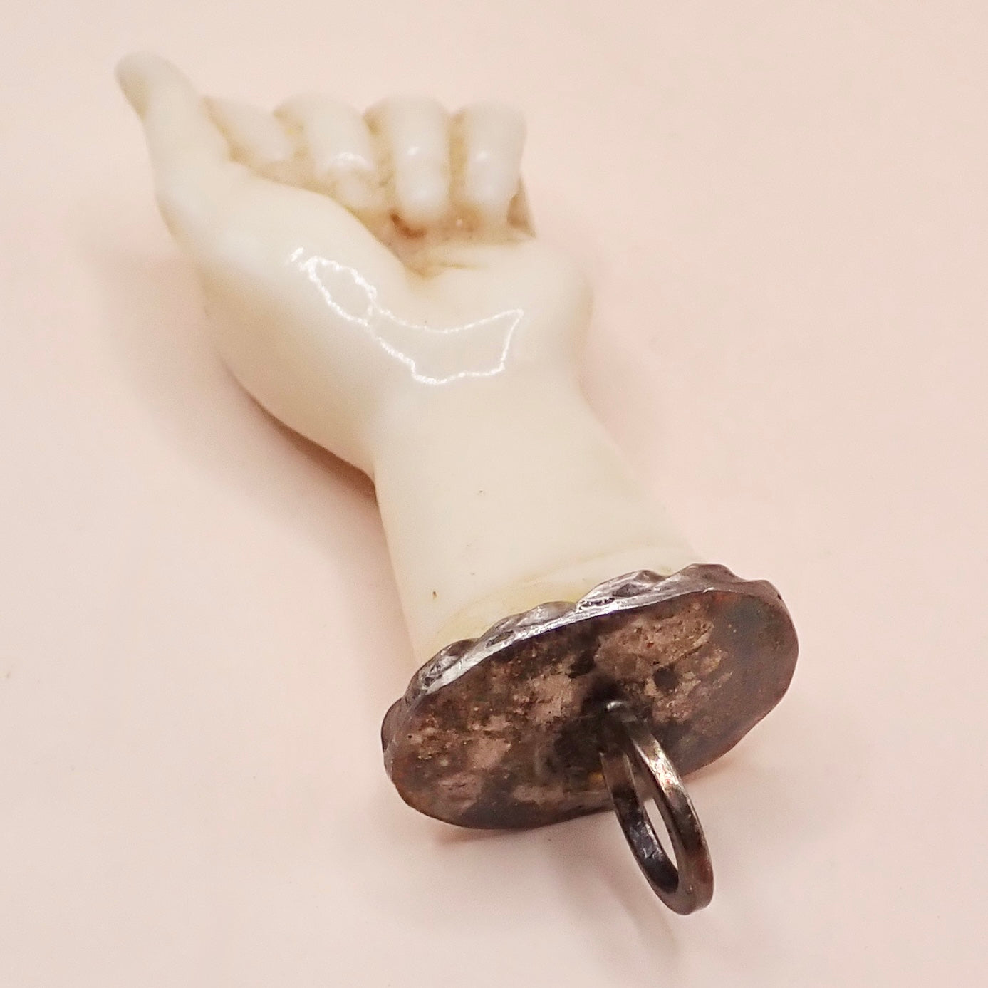 Large Antique Victorian Hand-Carved Bone "Mano Figa" Pendant