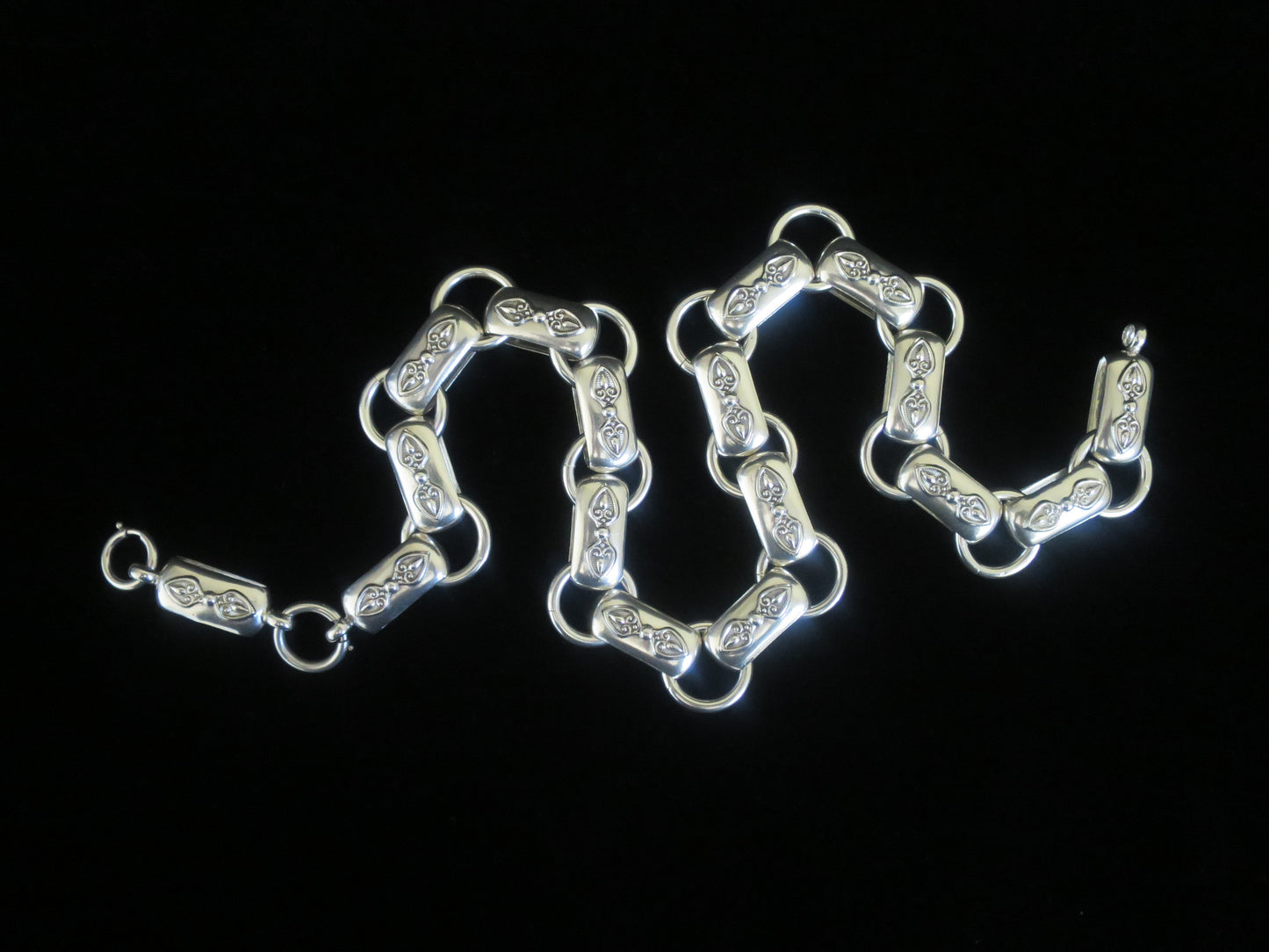 Rare Antique Victorian Sterling Silver "Book Chain" Collar & Extension Necklace