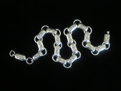 Rare Antique Victorian Sterling Silver "Book Chain" Collar & Extension Necklace