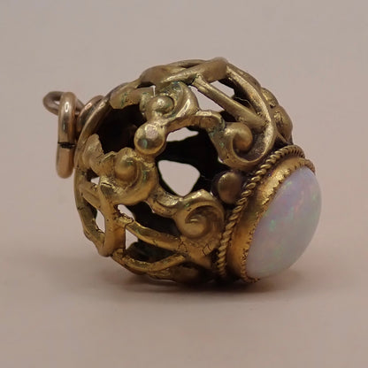 Antique Victorian Rare Antique Victorian Open-Work Opal "Cage" Micro-Charm