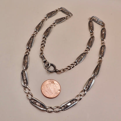 Antique Victorian Niello & Rose Gold 20.5” Long-Length Chain Necklace MB86