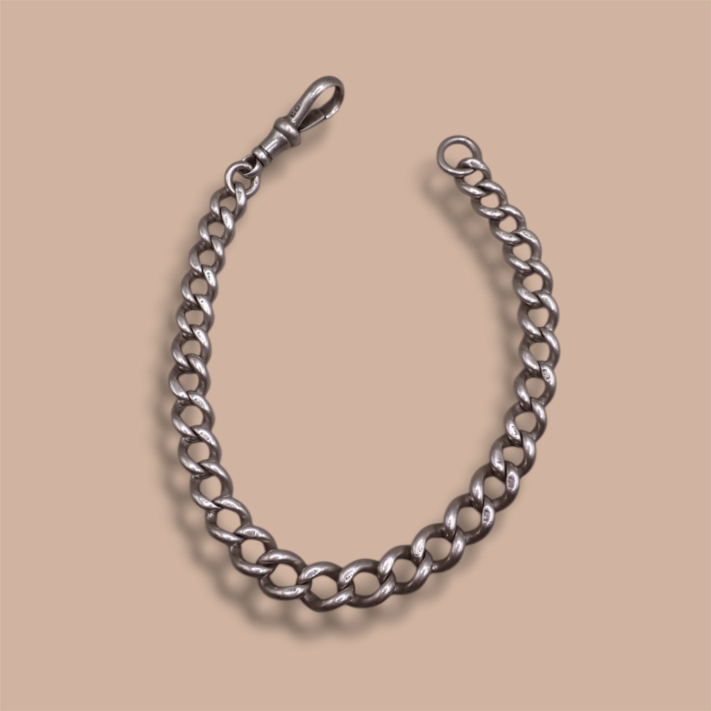 Vintage 1930s English Sterling Silver Albert Chain Bracelet with Dog Clip | Hallmarked London 1933