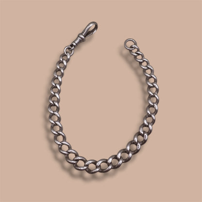 Vintage 1930s English Sterling Silver Albert Chain Bracelet with Dog Clip | Hallmarked London 1933