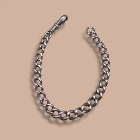 Vintage 1930s English Sterling Silver Albert Chain Bracelet with Dog Clip | Hallmarked London 1933