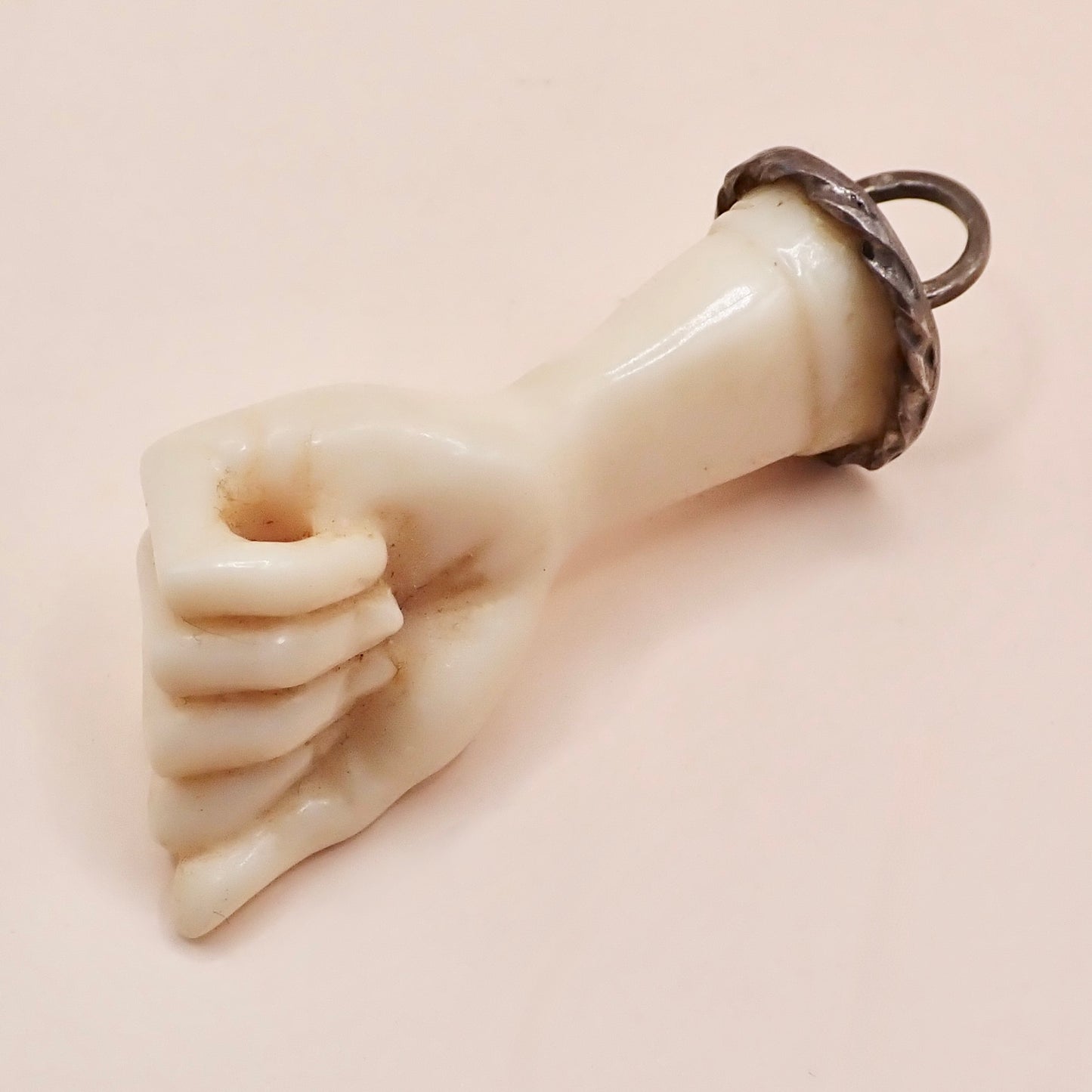 Large Antique Victorian Hand-Carved Bone "Mano Figa" Pendant