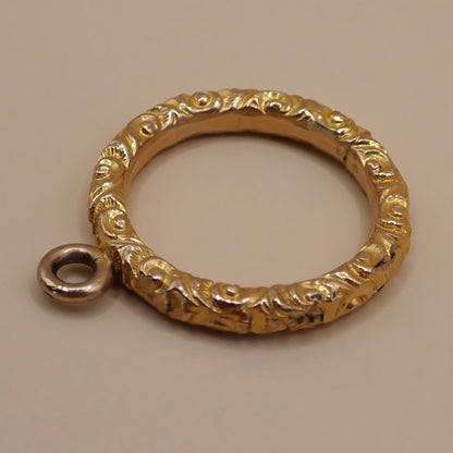 Antique Victorian Chased Scroll “Halo” Ring Finding & Charm
