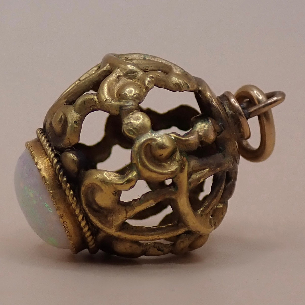 Antique Victorian Rare Antique Victorian Open-Work Opal "Cage" Micro-Charm