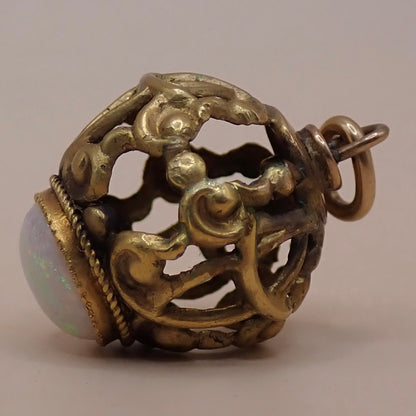 Antique Victorian Rare Antique Victorian Open-Work Opal "Cage" Micro-Charm