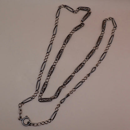 Converted Antique "Grand Sautoir" Victorian Niello & Rose Gold Vermeil Chain Necklace MB87