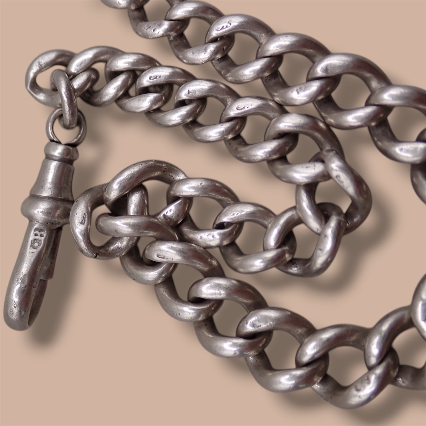 Vintage 1930s English Sterling Silver Albert Chain Bracelet with Dog Clip | Hallmarked London 1933