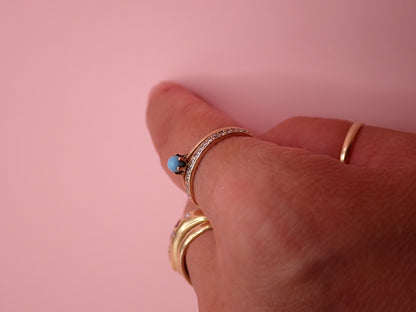Vintage 10k Warm Gold & Robin's Egg Blue Stacking Ring