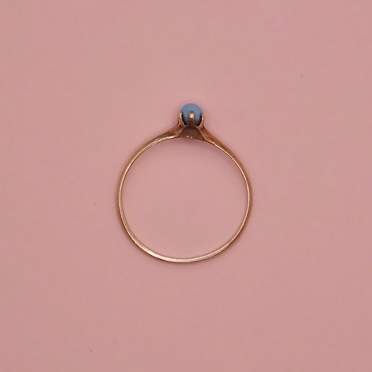 Vintage 10k Warm Gold & Robin's Egg Blue Stacking Ring