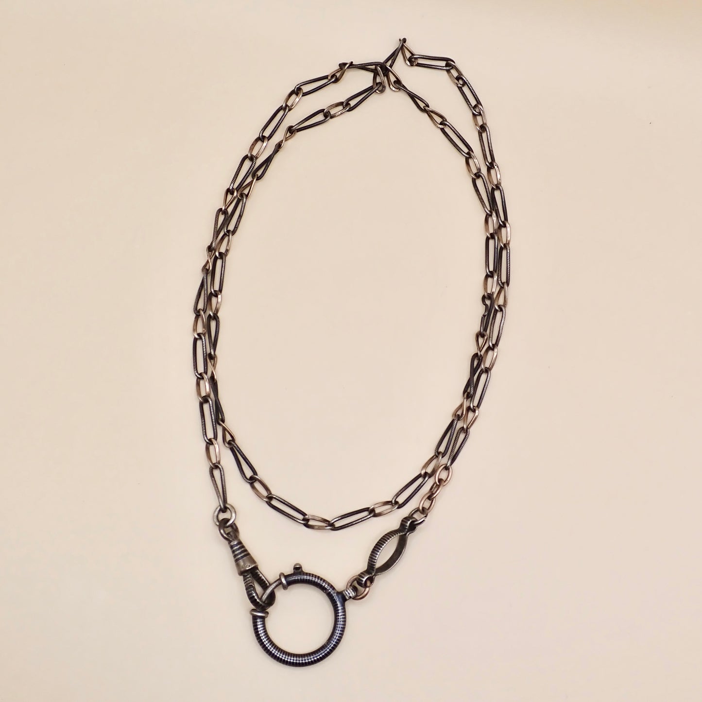 Antique Victorian Niello & Rose Gold Vermeil Chain Necklace MB71