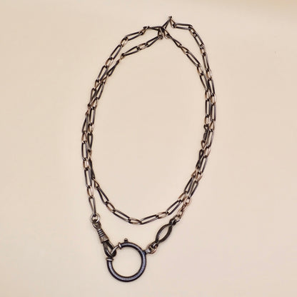 Antique Victorian Niello & Rose Gold Vermeil Chain Necklace MB71