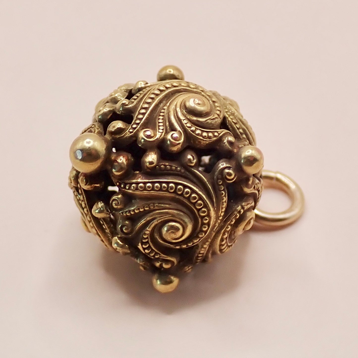 Antique Victorian Rococo Revival 14K "Swirling Scroll" Orb Charm ✨