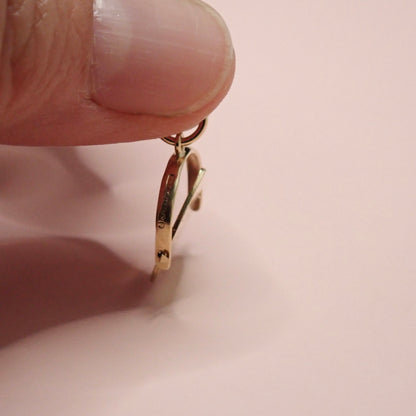 Vintage 1981 English 9ct Yellow Gold Heart 'I Love You' Spinner Pendant