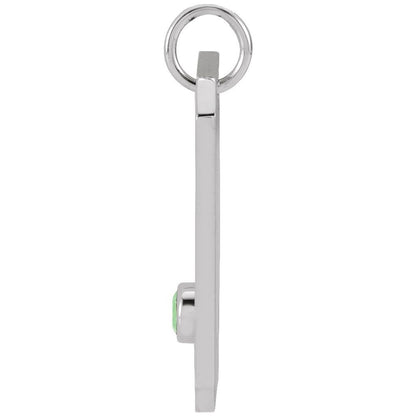 Solid 925 Sterling Silver Natural Green Chrysoprase & .01 Natural Diamond Libra Constellation Pendant