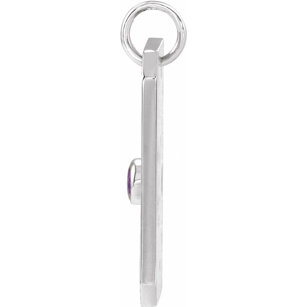 Solid 925 Sterling Silver Natural Amethyst & .01 Natural Diamond Sagittarius Constellation Pendant