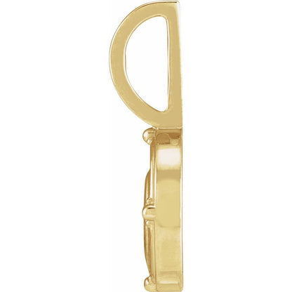 14K Yellow Gold .015 CT Natural Diamond Water Element Charm Pendant