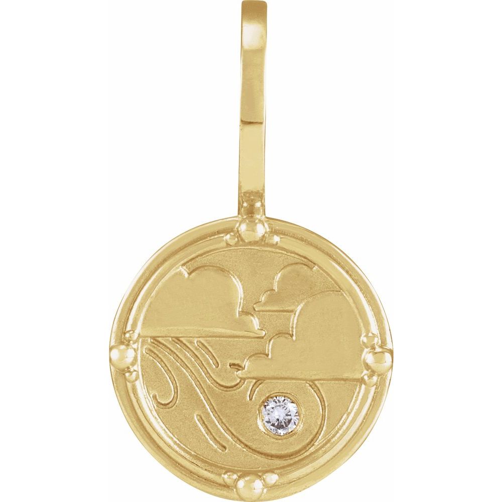 14K Yellow Gold .015 CT Natural Diamond Air Element Charm Pendant