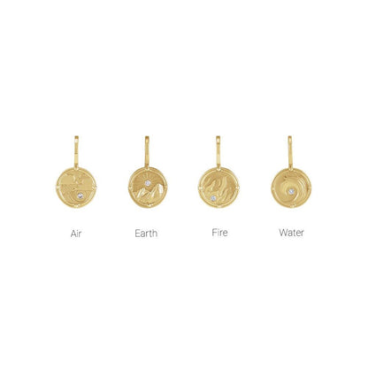 14K Yellow Gold .015 CT Natural Diamond Air Element Charm Pendant