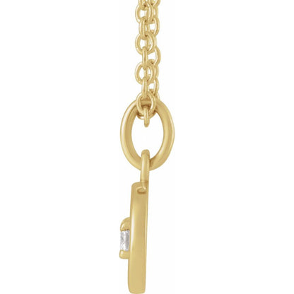 14K Yellow Gold .015 CT Natural Diamond Cancer Zodiac Charm 16-18" Necklace