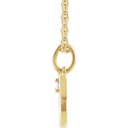 14K Yellow Gold .015 CT Natural Diamond Taurus Zodiac Charm 16-18" Necklace