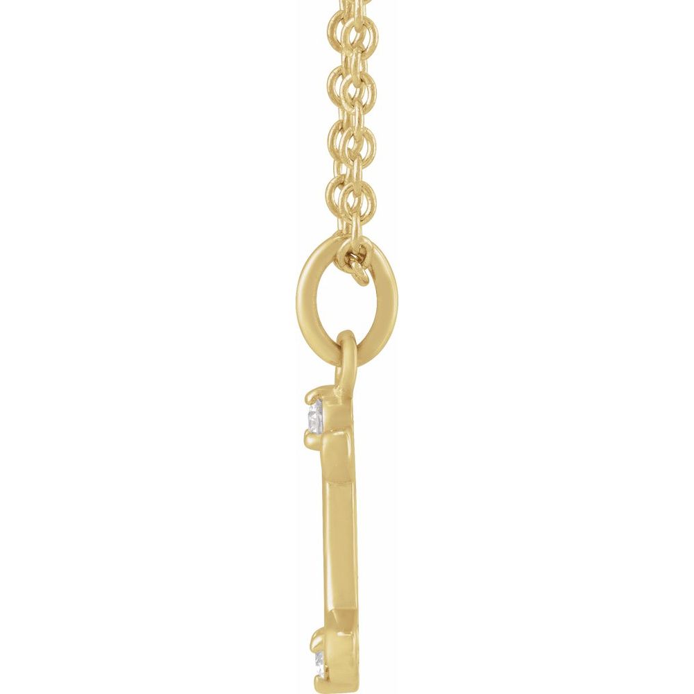 14K Yellow Gold .015 CT Natural Diamond Gemini Zodiac Charm 16-18" Necklace