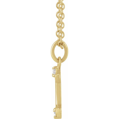 14K Yellow Gold .015 CT Natural Diamond Gemini Zodiac Charm 16-18" Necklace