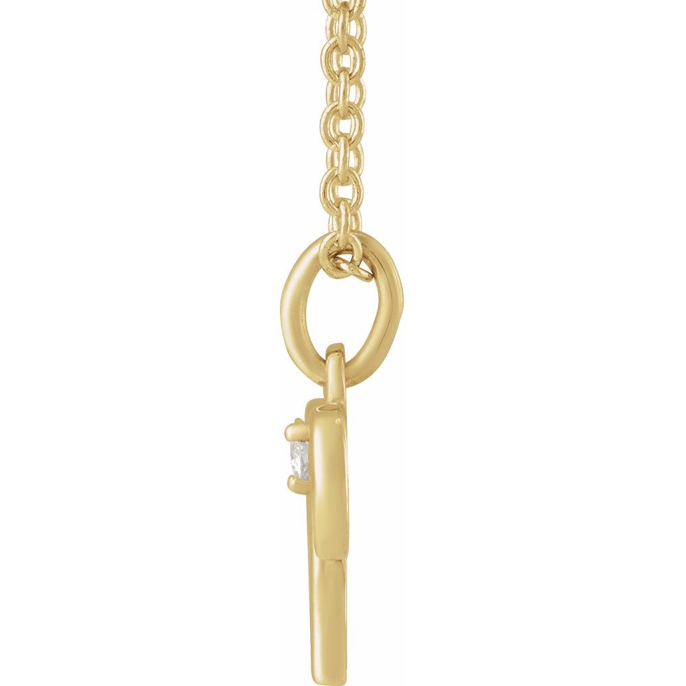 14K Yellow Gold .015 CT Natural Diamond Aries Zodiac Charm 16-18" Necklace