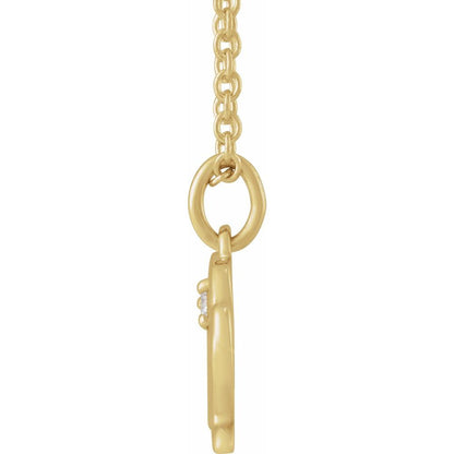 14K Yellow Gold .015 CT Natural Diamond Virgo Zodiac Charm 16-18" Necklace