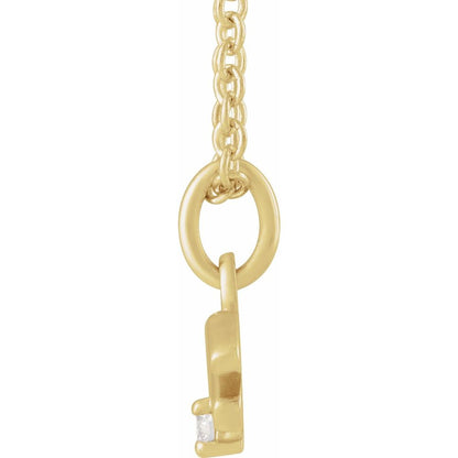14K Yellow Gold .015 CT Natural Diamond Aquarius Zodiac Charm 16-18" Necklace