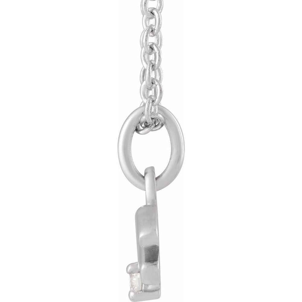 Solid 925 Sterling Silver .015 CT Natural Diamond Aquarius Zodiac Charm 16-18" Necklace