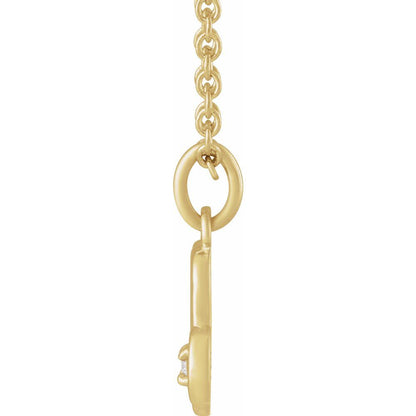 14K Yellow Gold .015 CT Natural Diamond Capricorn Zodiac Charm 16-18" Necklace